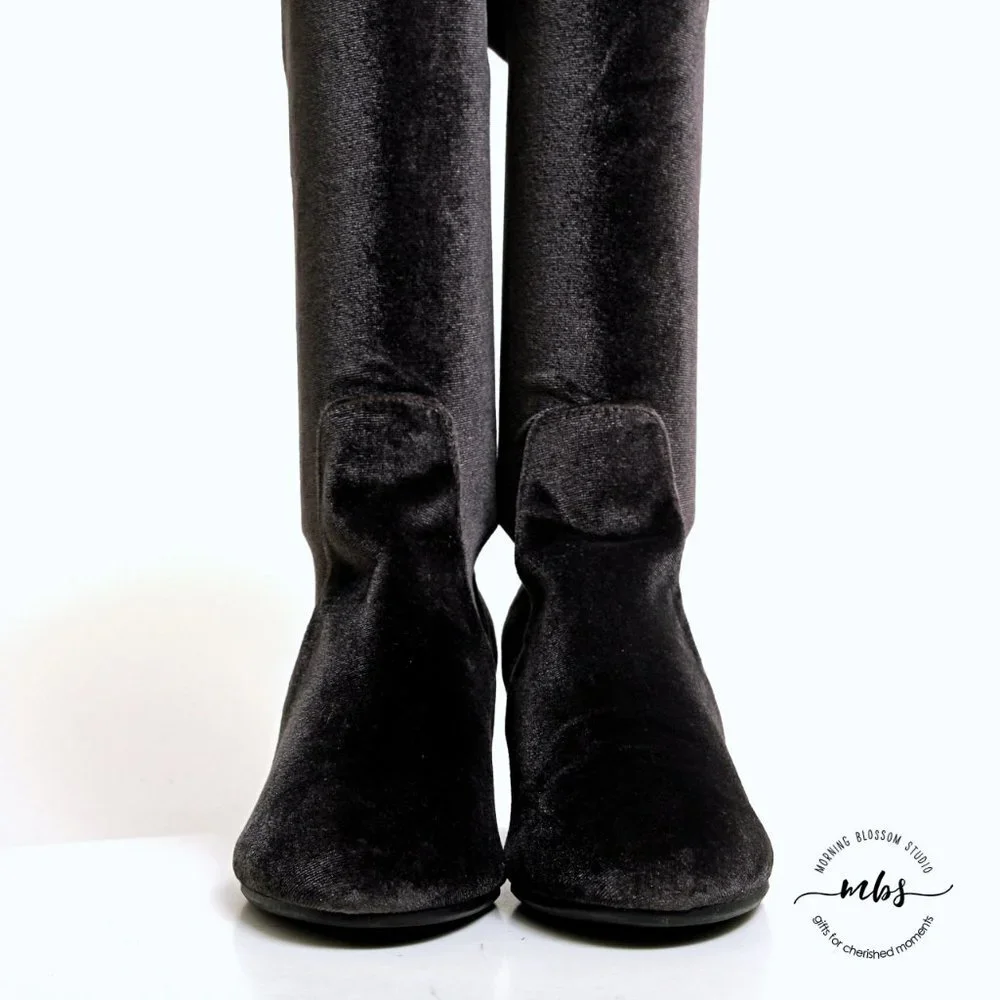Steve Madden Isaac Velvet Over the Knee Boots Black Women Size 7‎